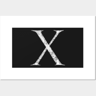 X in Roman White Marble Latin Alphabet Letter Sticker Posters and Art